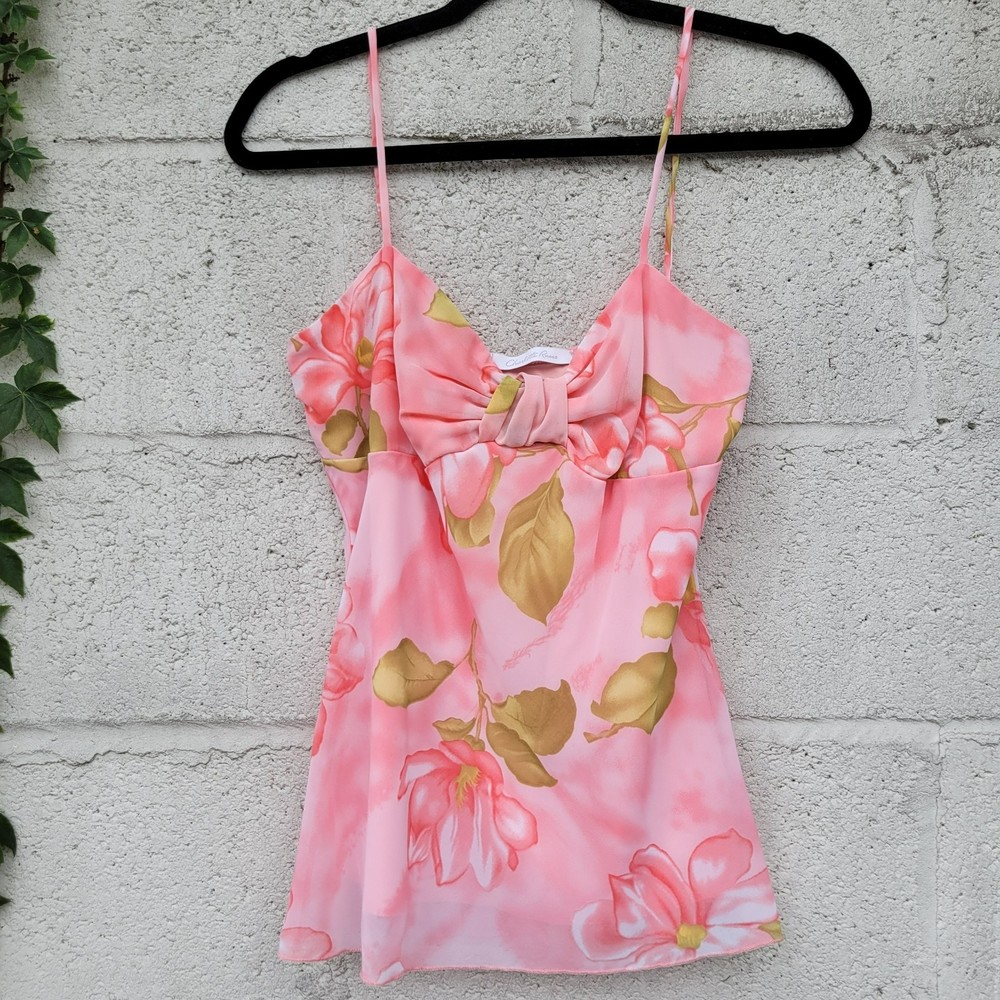 Vintage Y2K Floral Bustier Style Tank Top Pink